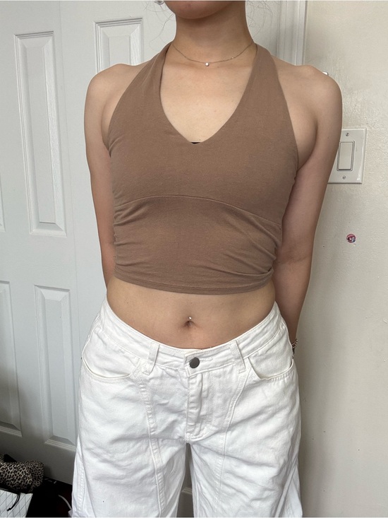 Tops - hollister women's halter crop top - brown xs